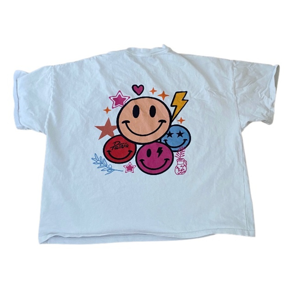 PATRIA Happy Face White 100% Organic Cotton T-Shirt Size XXL
